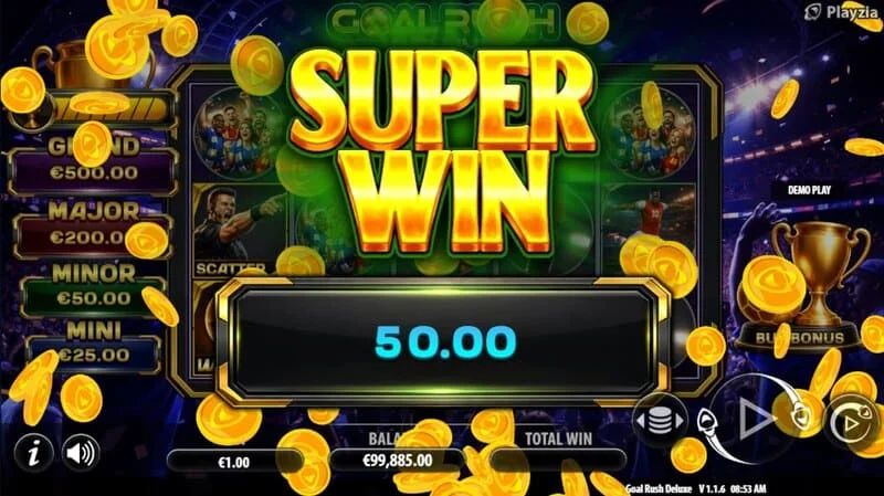 Goal Rush Deluxe - súper ganancia final con el Jackpot Grand